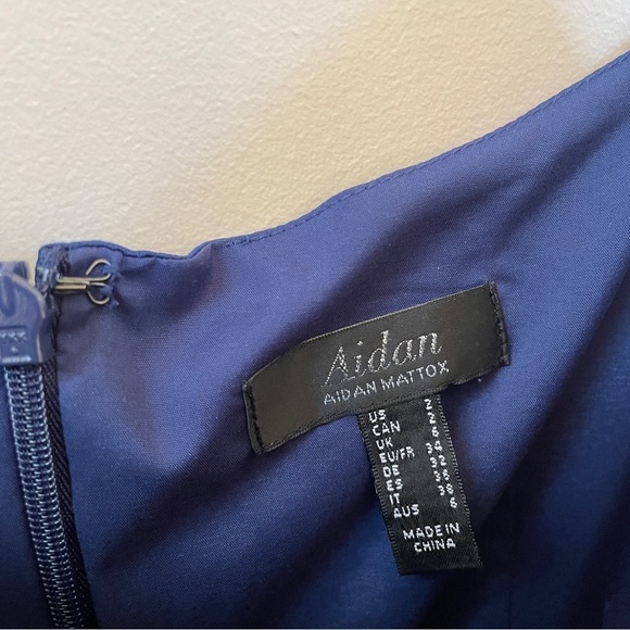 Aidan Mattox navy blue satin evening gown / prom dress size 4 - Picture 14 of 15